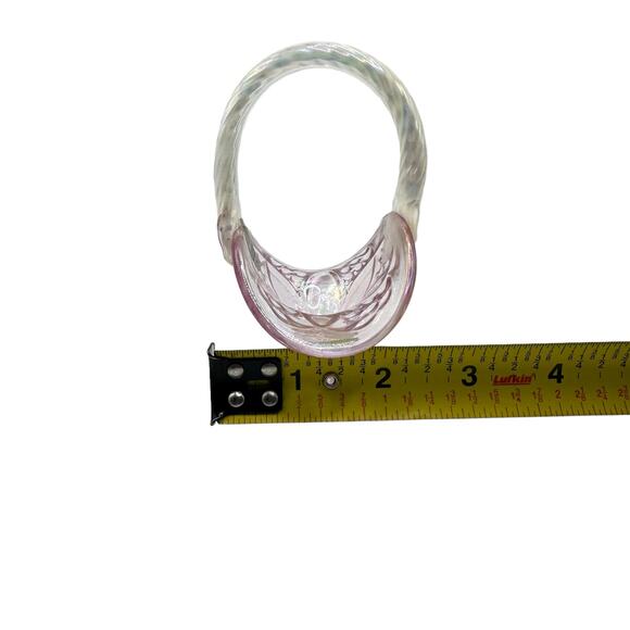 Vintage Fenton Art Glass Iridized Empress Rose Mini Basket Opalescent Handle - Picture 10 of 10